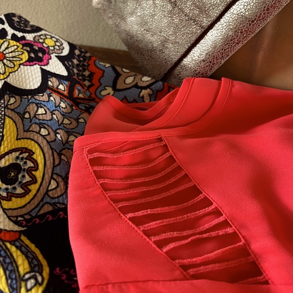 Bar III coral cutout detail blouse - Picture 7 of 7